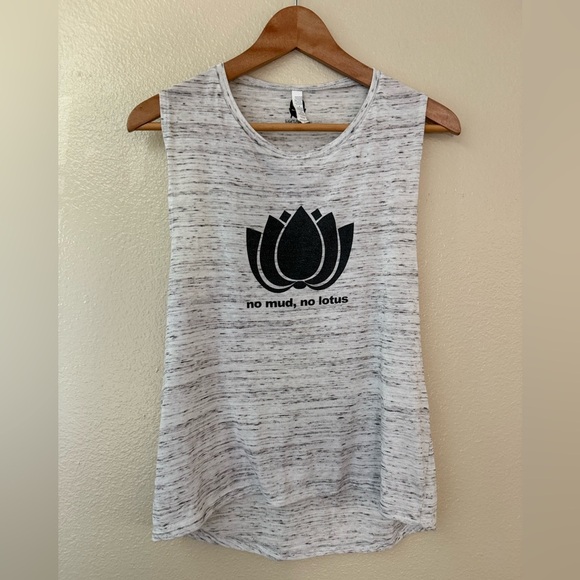 slightly buddah Tops - SLIGHTLY BUDDAH Gray Lotus Graphic Muscle Tank